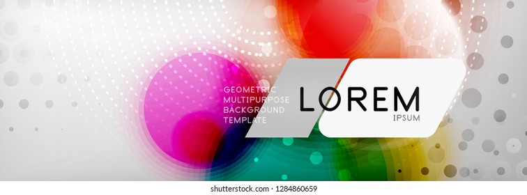 Resumen de fondo - forma de círculo de color con puntos borrosos, burbujas tecno, ilustración vectorial