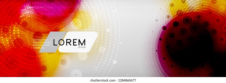 Resumen de fondo - forma de círculo de color con puntos borrosos, burbujas tecno, ilustración vectorial