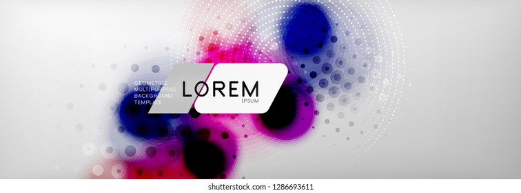 Resumen de fondo - forma de círculo de color con puntos borrosos, burbujas tecno, ilustración vectorial