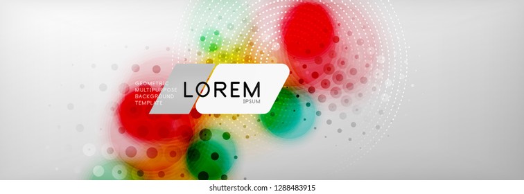 Resumen de fondo - forma de círculo de color con puntos borrosos, burbujas tecno, ilustración vectorial