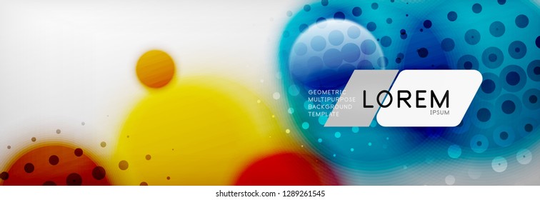 Resumen de fondo - forma de círculo de color con puntos borrosos, burbujas tecno, ilustración vectorial