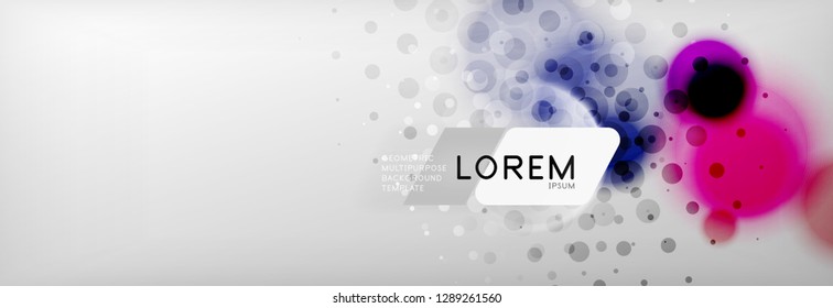 Resumen de fondo - forma de círculo de color con puntos borrosos, burbujas tecno, ilustración vectorial