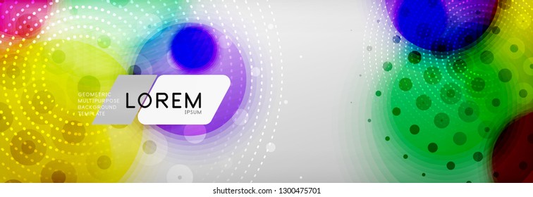 Resumen de fondo - forma de círculo de color con puntos borrosos, burbujas tecno, ilustración vectorial
