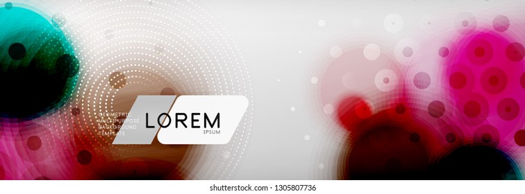 Resumen de fondo - forma de círculo de color con puntos borrosos, burbujas tecno, ilustración vectorial