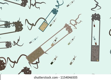 Background abstract cigarette, hand drawn for design, graphic resource. Vector artwork.