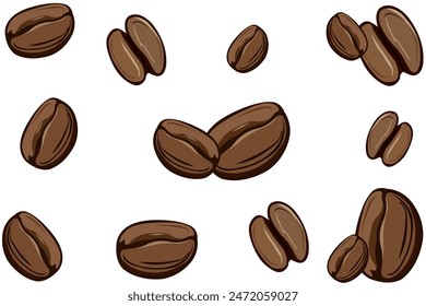 Background abstract coffee bean wallpaper on white background.