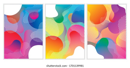 Antecedentes de manchas líquidas abstractas coloridas con puntos blancos.