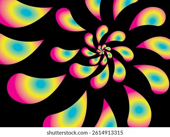 Background of abstract colorful shining yellow fractal shapes on background. Colorful water splash background.
