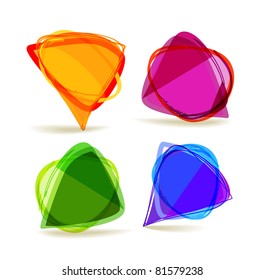 Background of abstract colorful talking hand-drawn clouds