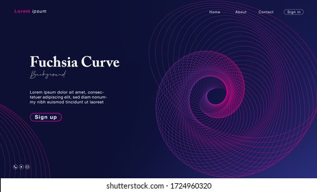 Fondo abstracto azul morado oscuro con línea espiral rosa.  EPS10 de ilustración vectorial.