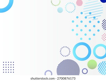 Background of abstract design with circles, dots, and lines in colorful tones. Versatile stock motif for visuals, posters, web design, and branding projects.