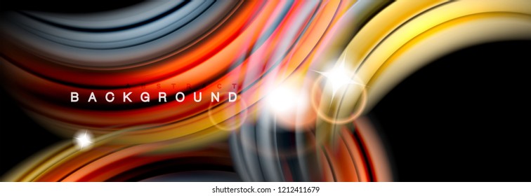 Diseño abstracto de fondo, mezcla de ondas de color líquido en negro, ilustración vectorial