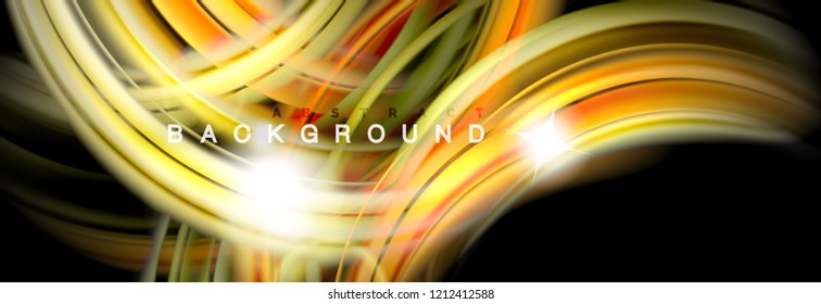 Diseño abstracto de fondo, mezcla de ondas de color líquido en negro, ilustración vectorial