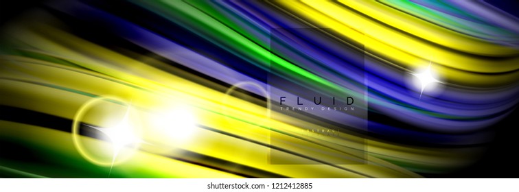 Diseño abstracto de fondo, mezcla de ondas de color líquido en negro, ilustración vectorial