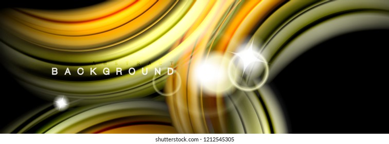 Projeto abstrato de fundo, fluindo misturando ondas de cor líquida em preto, ilustração vetorial