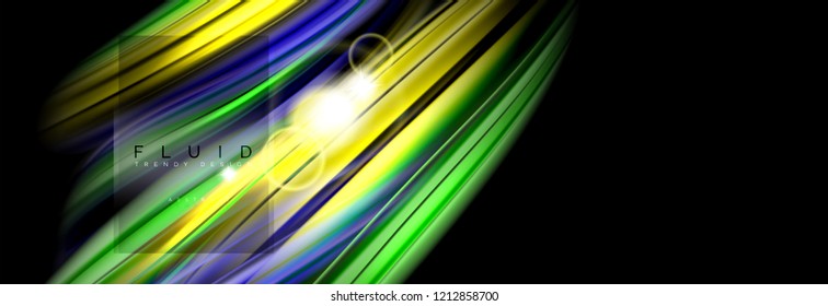 Diseño abstracto de fondo, mezcla de ondas de color líquido en negro, ilustración vectorial