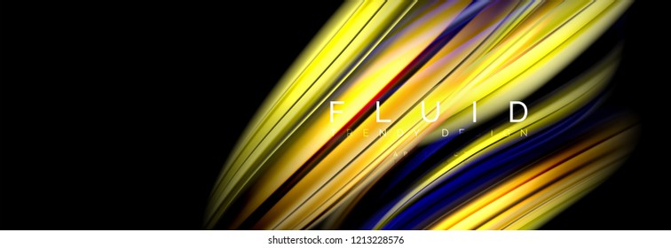 Diseño abstracto de fondo, mezcla de ondas de color líquido en negro, ilustración vectorial