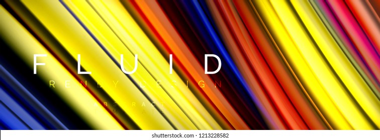 Background abstract design, flowing mixing liquid color waves on black, vector illustration