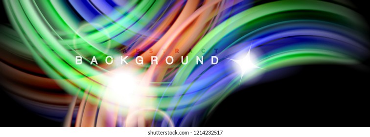 Diseño abstracto de fondo, mezcla de ondas de color líquido en negro, ilustración vectorial
