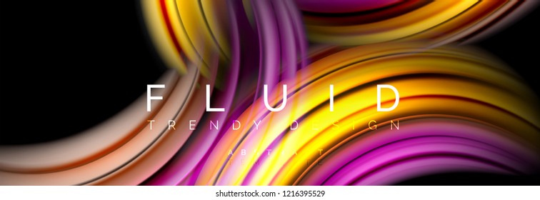 Diseño abstracto de fondo, mezcla de ondas de color líquido en negro, ilustración vectorial