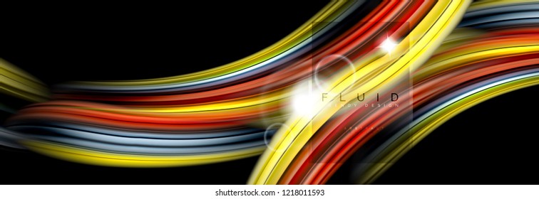 Diseño abstracto de fondo, mezcla de ondas de color líquido en negro, ilustración vectorial