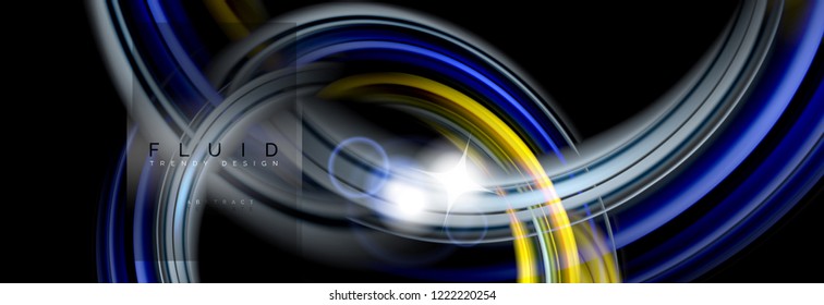 Diseño abstracto de fondo, mezcla de ondas de color líquido en negro, ilustración vectorial