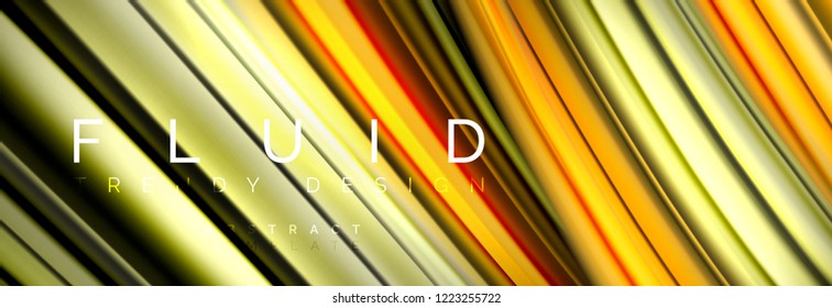 Background abstract design, flowing mixing liquid color waves on black, vector illustration