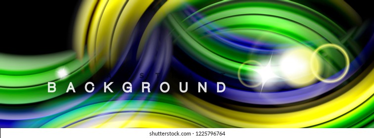 Diseño abstracto de fondo, mezcla de ondas de color líquido en negro, ilustración vectorial