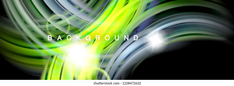 Diseño abstracto de fondo, mezcla de ondas de color líquido en negro, ilustración vectorial