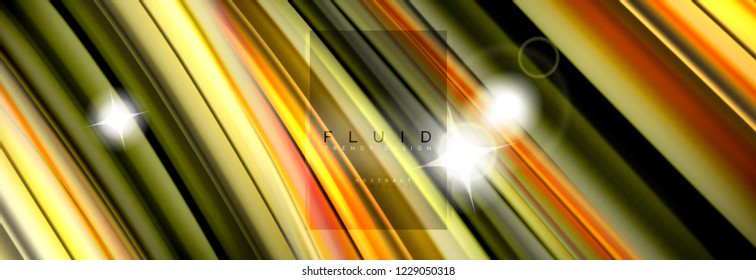 Background abstract design, flowing mixing liquid color waves on black, vector illustration
