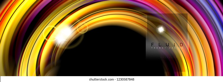 Diseño abstracto de fondo, mezcla de ondas de color líquido en negro, ilustración vectorial