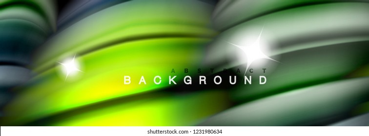Abstraktes Hintergrunddesign, fließendes Mischen flüssiger Farbwellen auf Schwarz, Vektorgrafik