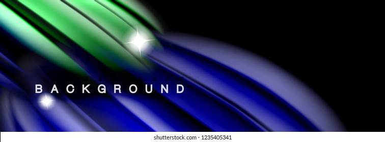 Projeto abstrato de fundo, fluindo misturando ondas de cor líquida em preto, ilustração vetorial