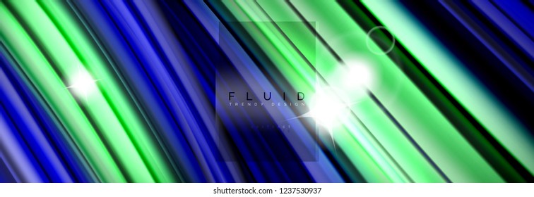 Background abstract design, flowing mixing liquid color waves on black, vector illustration
