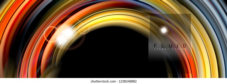 Diseño abstracto de fondo, mezcla de ondas de color líquido en negro, ilustración vectorial