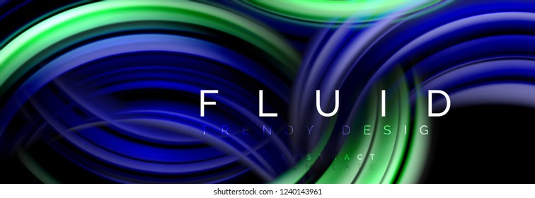 Diseño abstracto de fondo, mezcla de ondas de color líquido en negro, ilustración vectorial