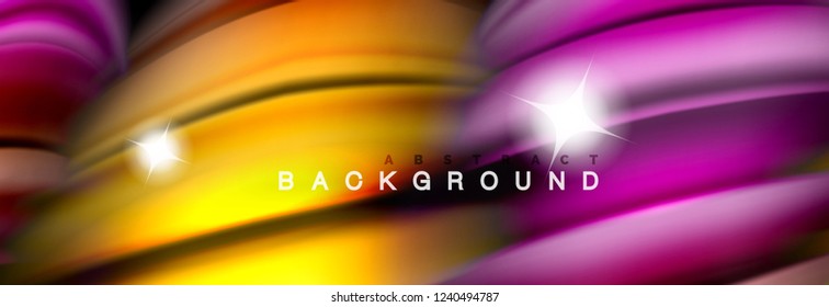 Background abstract design, flowing mixing liquid color waves on black, vector illustration