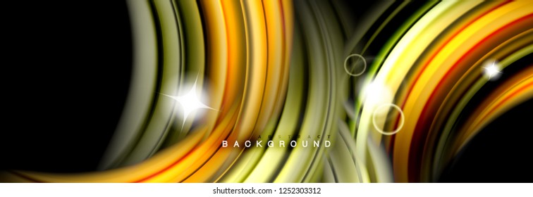 Diseño abstracto de fondo, mezcla de ondas de color líquido en negro, ilustración vectorial