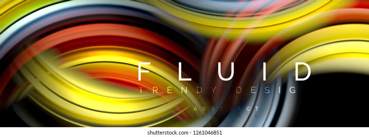 Diseño abstracto de fondo, mezcla de ondas de color líquido en negro, ilustración vectorial