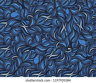 Background with abstract doodle waves. Seamless texture. 