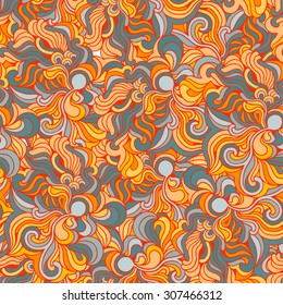 Background with abstract doodle waves. Seamless texture. 