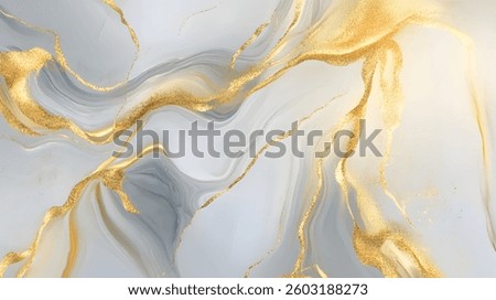 background Abstract drawn by brush.  Vector Golden shiny veins and Liquid marble texture.Watercolor Fluid art luxury wallpaper for design, print, invitations.