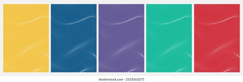 background Abstract dynamic line background for business brochure cover design. Blue, yellow, red, orange, pink and green vector banner poster template
