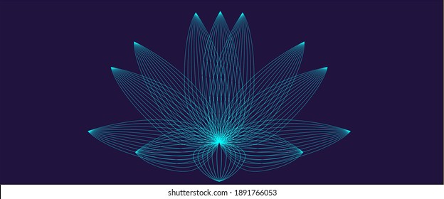 Background Abstract Dynamic Linear Waves Blue Light Lotus Flower