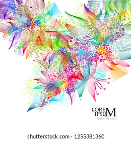 Background with abstract elegant flowers. Vector