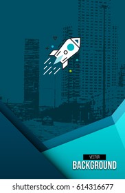 Background. Abstract elements for Brochure, Annual Report, Catalog, Booklet, Magazine, Business Card, Flyer, Poster, RollUp, Book or Booklet. Teal Creative concept 
