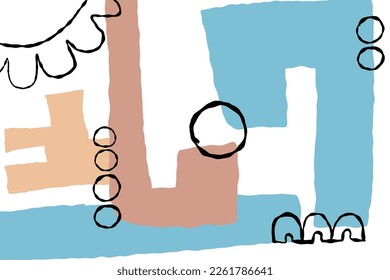 Background with abstract elements, organic and geometric shapes. Vector background for social networks, posters, flyers and other things