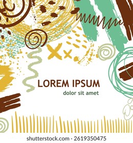 Fundo com figuras abstratas. Quadro para texto. desenhado à mão. Não AI, ilustração Vetorial.