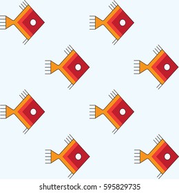 Background with abstract fishes. Print for clothing. Vector illustration.