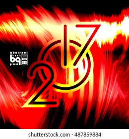 Background abstract flash,  2017, new year, clock, glitch,  futuristic  illustration, infinity, vector design, fire;